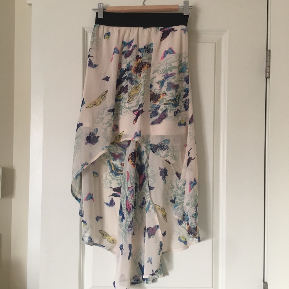 Charlotte Russe Butterfly Print high low skirt